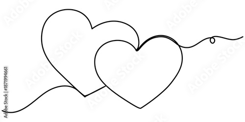 love continuous one line drawing, Continuous one line heart drawing vector illustration. love symbol. romantic design element. abstract line . valentine and relationship concept. 