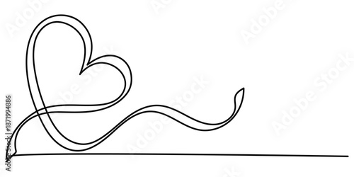 love continuous one line drawing, Continuous one line heart drawing vector illustration. love symbol. romantic design element. abstract line . valentine and relationship concept. 