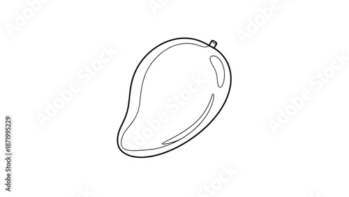 Minimalistic Line Drawing of a Mango Fruit Illustration for Contemporary Design