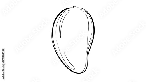 Minimalist Line Art Illustration of a Fresh Mango Fruit in Simple Style