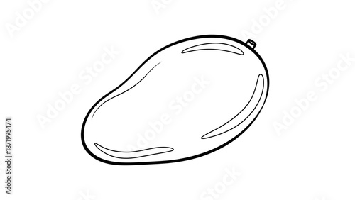 Minimalist Outline Illustration of a Mango Fruit in Black and White