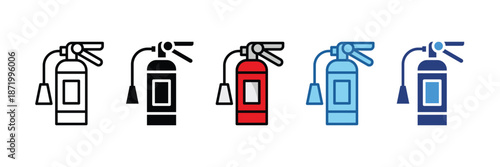 Fire Extinguisher  Icon Set Multiple Style Collection