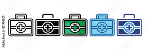 First Aid Kit  Icon Set Multiple Style Collection
