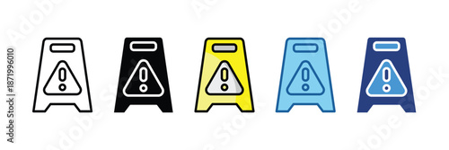 Wet Floor Sign  Icon Set Multiple Style Collection