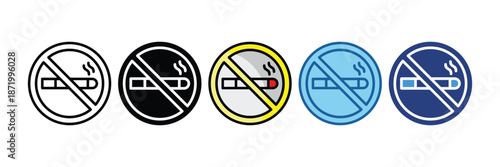 No Smoking Sign  Icon Set Multiple Style Collection