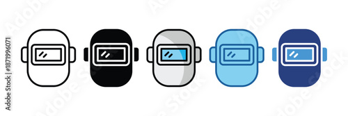 Welding Helmet  Icon Set Multiple Style Collection