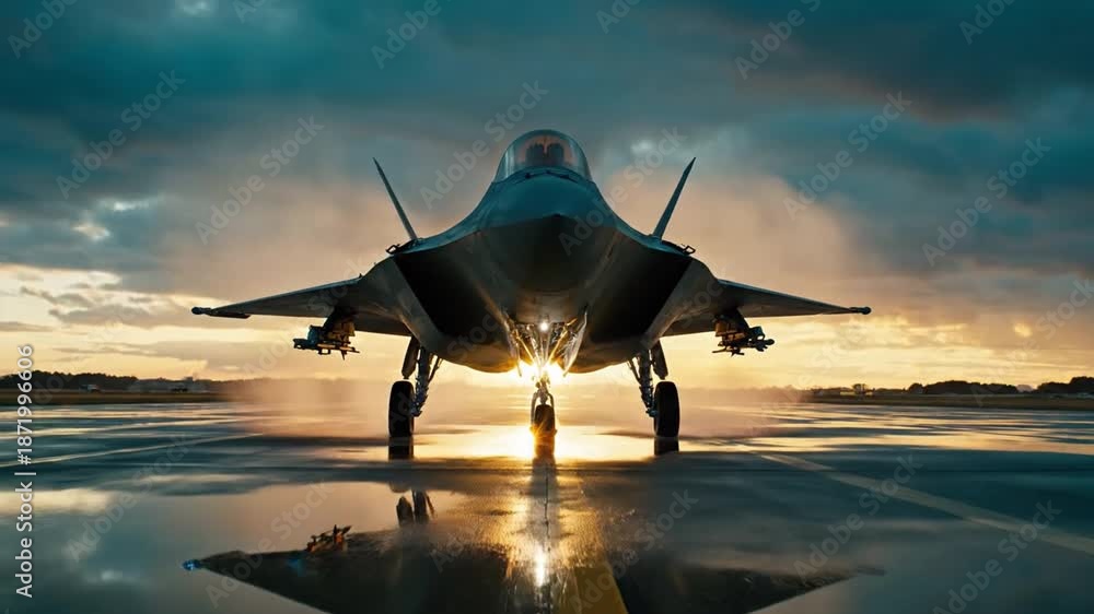 custom made wallpaper toronto digitalFighter Jet on Runway Against Dramatic Sky at Sunset Ideal for Aviation and Travel Themes