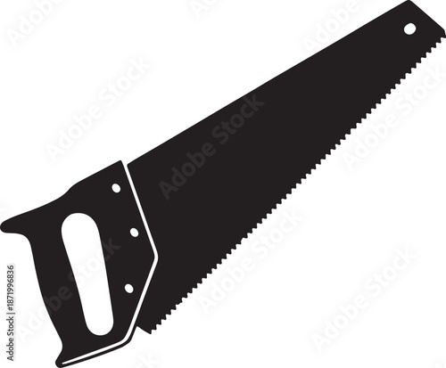 Black Hand Saw with Teeth and Handle tool
