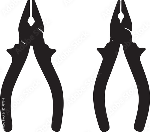 Black Silhouette of Two Pliers with Open Jaws tool