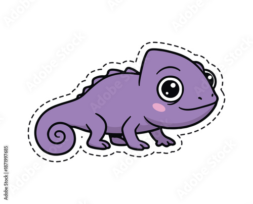 Cute purple chameleon sticker.