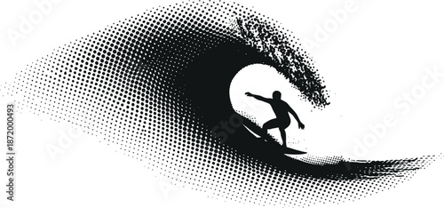 Surfer riding a large wave