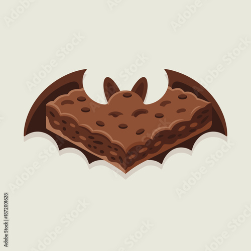 Bat silhouette brownie vector with crumbs – Great for food illustration, seasonal design assets, or cooking promotions.