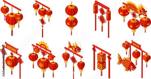 Chinese lanterns and decorations display