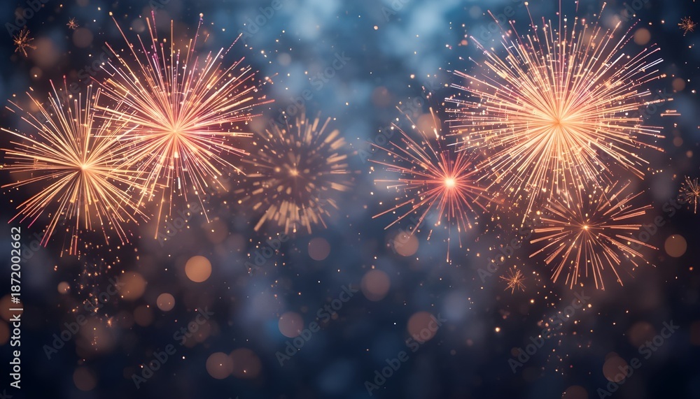 Fototapeta premium Festive fireworks on a transparent background. New Year's Eve, Christmas.