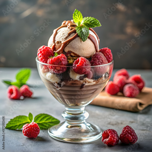 delicious raspberry and chocolate ice cream