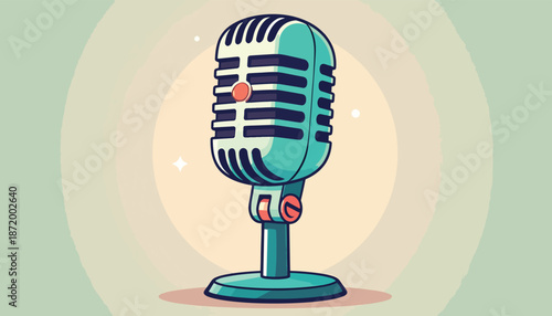 Vintage Microphone Illustration - Classic Audio Recording Device in Retro Style.