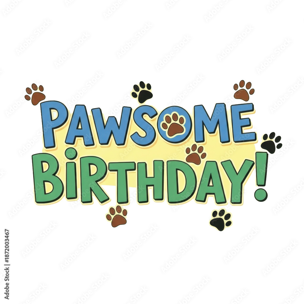 Fototapeta premium Pawsome Birthday Design with Paw Prints