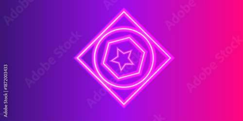 Abstract futuristic hexagonal tunnel with glowing neon pink lines on a dark background.  Vector horizontal template for digital lux business banner, contemporary formal invitation, luxury voucher, 