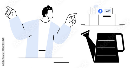 Recruiting concept. Recruiting process includes job applications, resume evaluation, and selection. Recruiting boosting career growth and hiring process efficiency. For HR, job portals, hiring