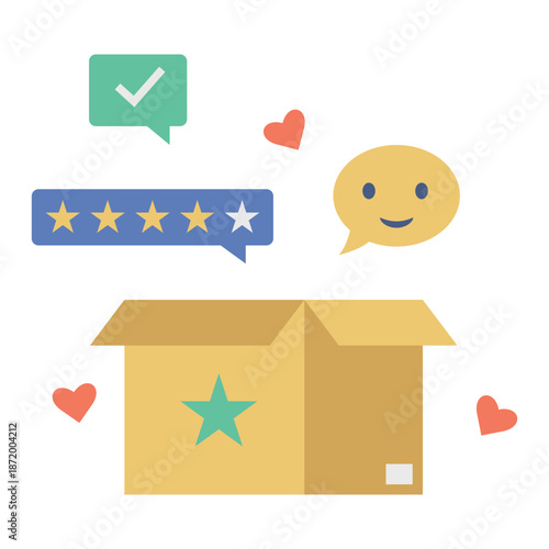 Customer Satisfaction and Product Review Concept Flat Illustration
