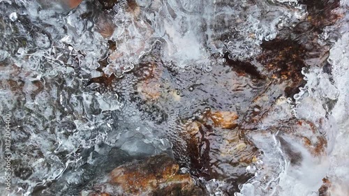 Ice crystals in a small mountain stream