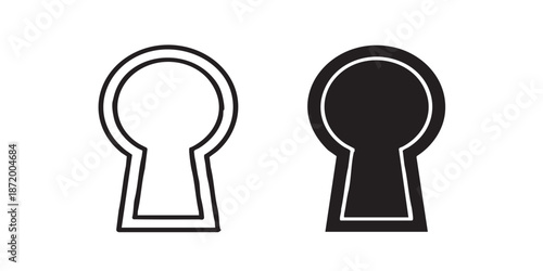Keyhole vector icon, vintage circular key hole symbol, outline and filled style, clean black line and solid design, minimal flat icon, isolated on transparent background, suitable for UI, web, app, se