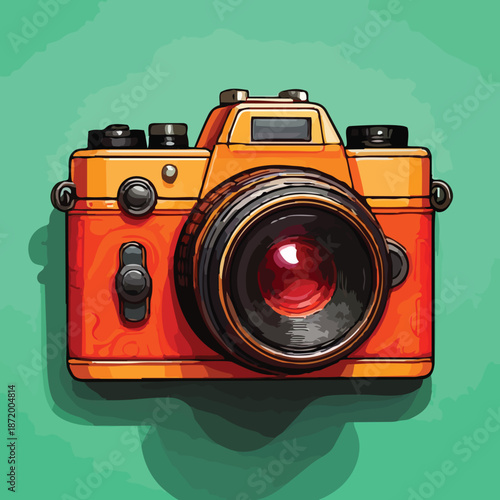 Vintage Camera Illustration - A Detailed Look at a Classic Photography Tool.