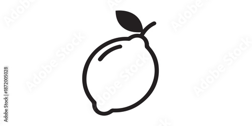 Minimal lemon illustration in black and white with bold clean outlines and high contrast