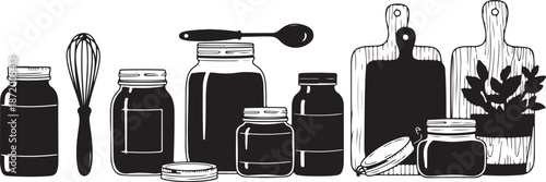 Kitchen Utensils and Jars for Cooking and Baking Essentials