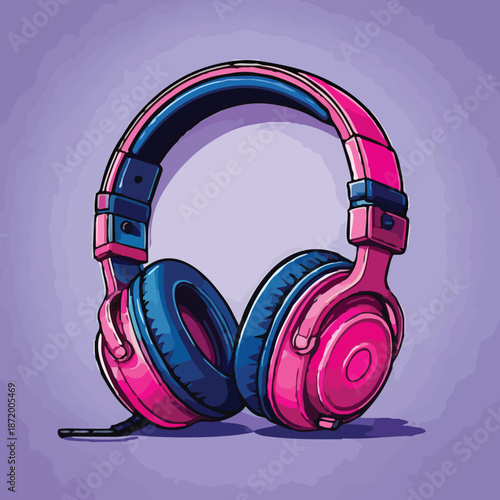 Vibrant Pink and Blue Headphones for Music Listening and Audio Enjoyment.