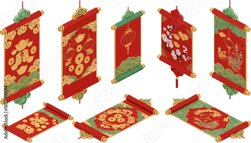 Chinese decorative banners display