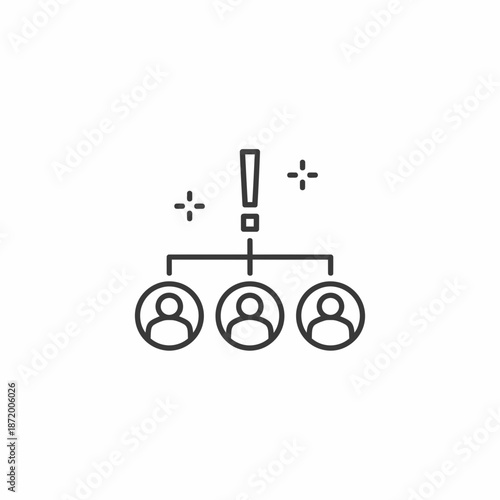 Simple icon representing a notification or alert sent to multiple users in a minimalist graphic style