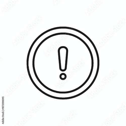Simple icon design featuring exclamation mark within concentric circles