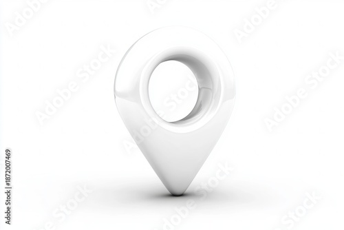 White 3D map location pin pointer symbol isolated on white background