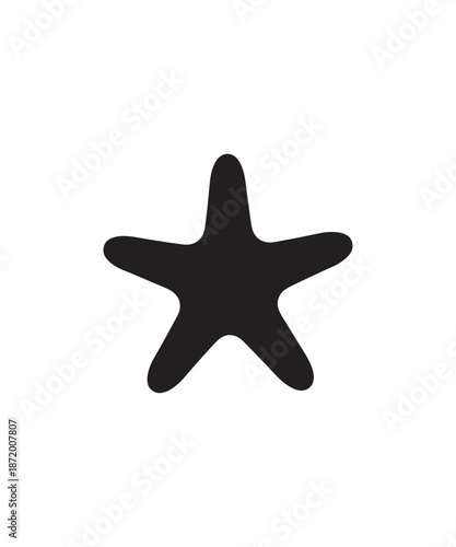 Simple black silhouette of a starfish, a common marine creature found on ocean floors.