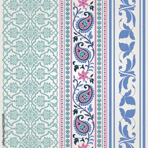 wedding card design, traditional paisley floral pattern , royal India	