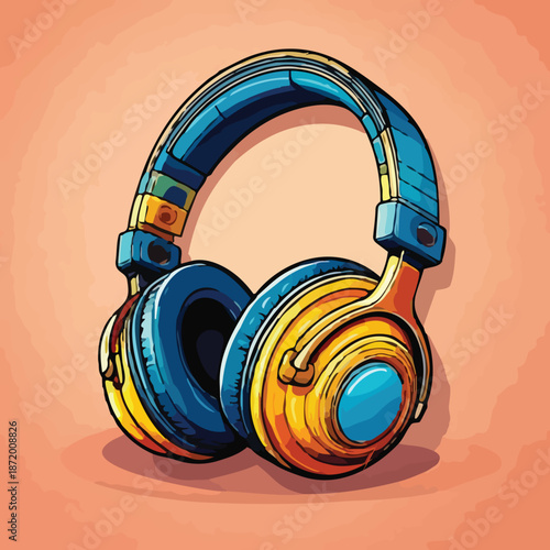 Vibrant Headphones Illustration - A Colorful Audio Experience.