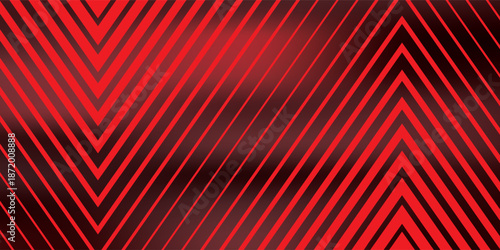 Red arrows background. Abstract triangle gradient wallpaper. Repeated arrow stripes backdrop for flyer, banner, poster, presentation. Thin to thick linear game or sport texture. Vector masculine bg