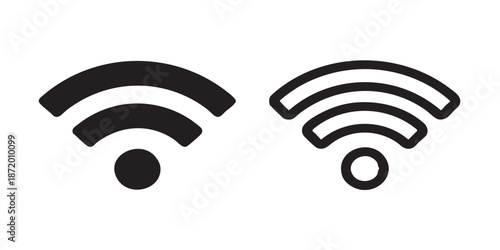 Wi-Fi vector icon, wireless and internet access symbol, remote connectivity concept, outline and filled style, clean black line and solid design, minimal flat icon, isolated on transparent background,