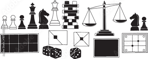 Collection of various strategy game icons and symbols