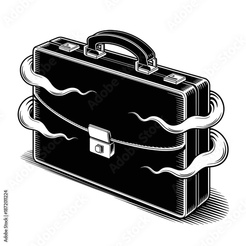 Ominous corporate briefcase with ghostly tendrils vector art – Perfect for untold secrets, financial risk, or hidden document themes.