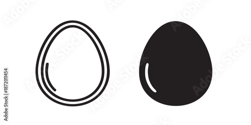 Egg vector icon, isolated food symbol, outline and filled style, clean black line and solid design, minimal flat icon, isolated on transparent background, suitable for UI, web, app, menu, cafe, breakf
