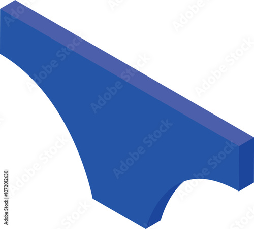 Blue underpants rendered in isometric projection, highlighting the arched design and simple form