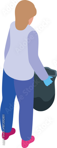 Volunteer holding a trash bag, promoting environmental awareness and community cleanliness