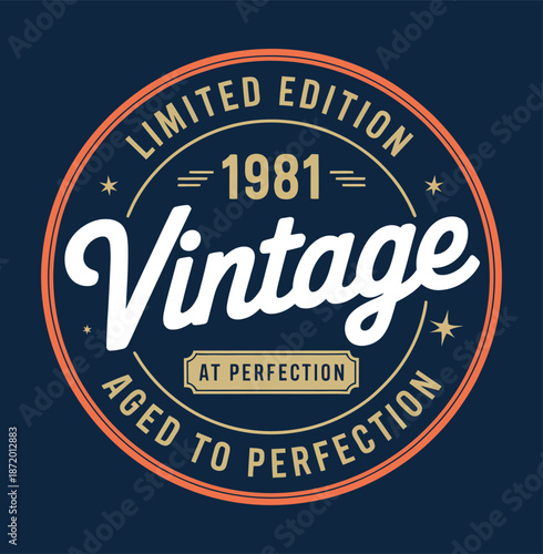 Vintage 1981 Limited Edition Badge with Blue Background