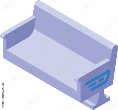 Waiting room bench with delivery service symbol, offering comfortable seating for customers awaiting their orders