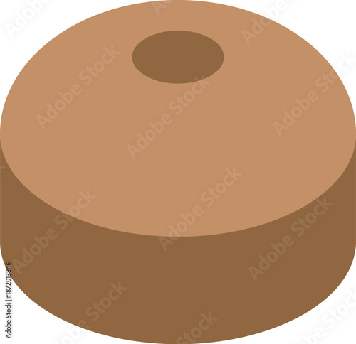 Brown cylindrical podium with a circular indentation on top, providing a simple yet effective platform for highlighting products