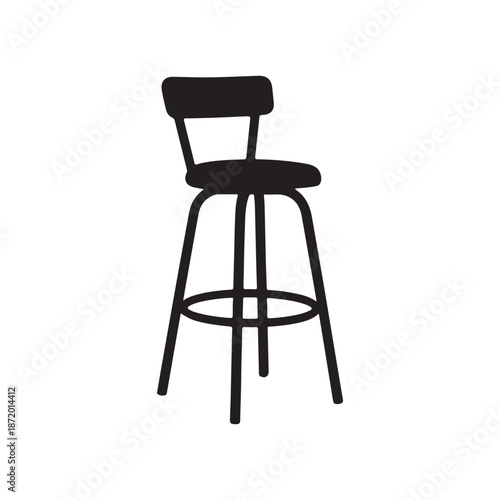 Bar stool silhouette vector art white background