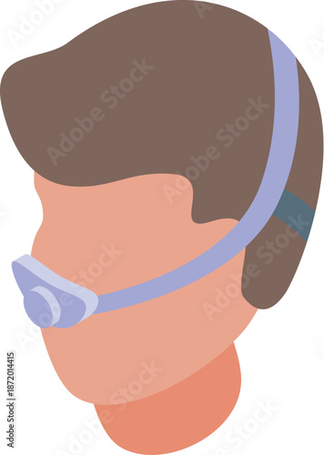 Person wearing oxygen mask for breathing problem during respiratory illness treatment