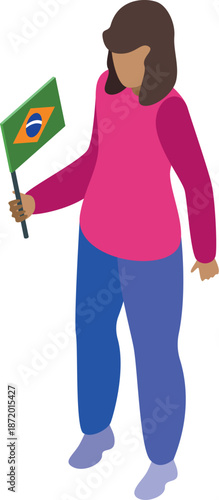 Brazilian supporter celebrating national holiday, waving a small brazilian flag